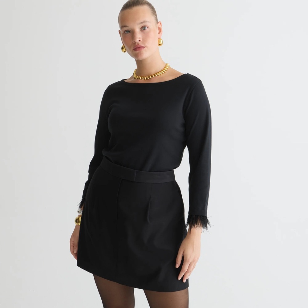 J. Crew Feather Trim Long Sleeve Shirt SZ L